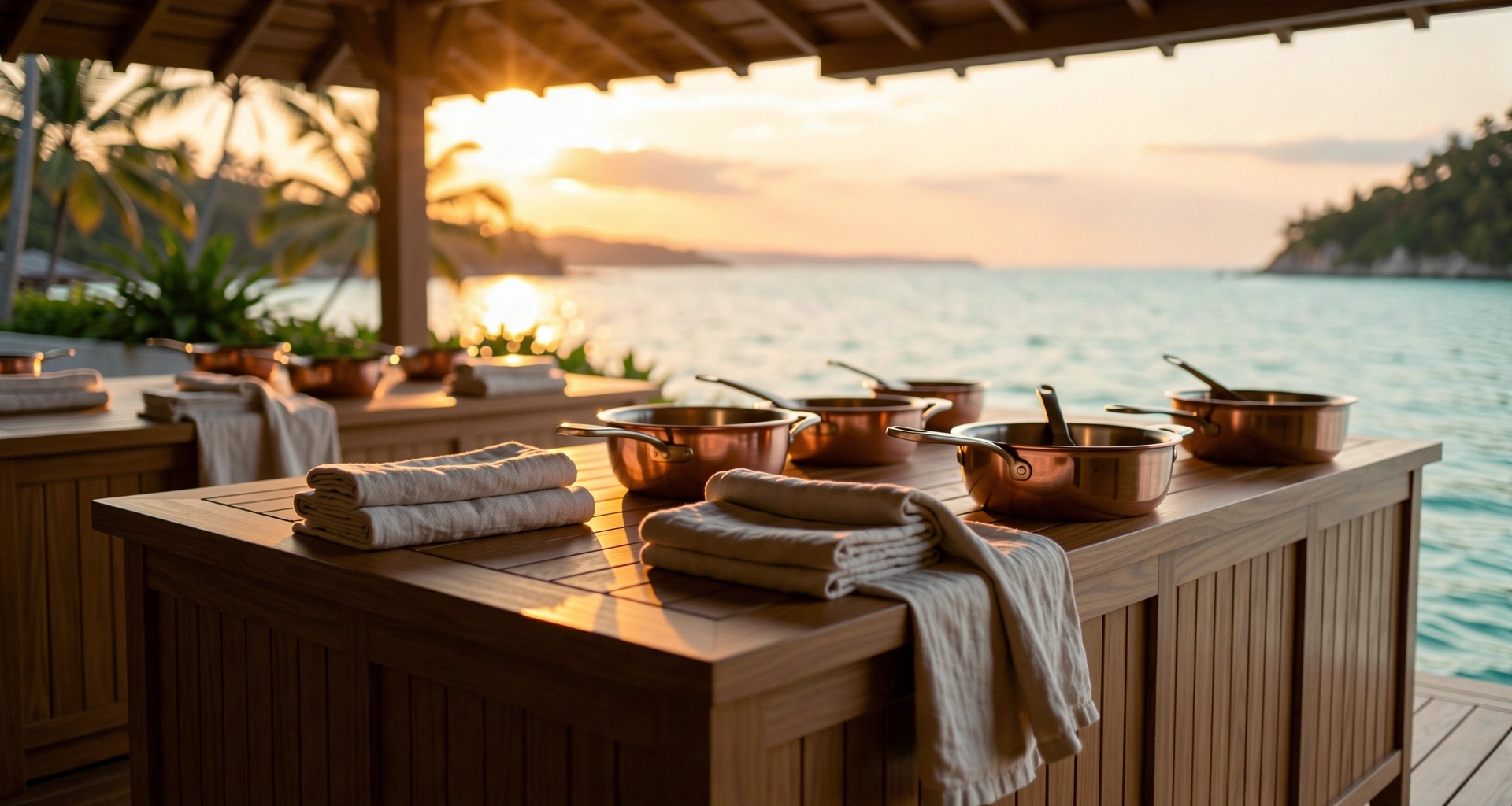 Orizzonte di una cucina moderna al tramonto